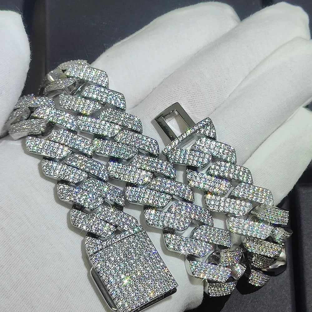 Iced‑out 20mm Cuban link chain for men.