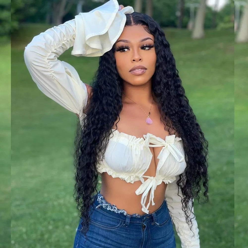 250% Density Glueless Deep Curly Wave Wig Ready To Wear 5x5 HD Lace Closure Wig Pre Cut No Glue 13x4 13x6 Human Hair Wigs Women