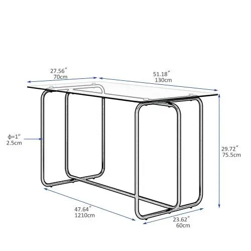 Product Description
1-piece rectangle dining table with metal frame, tempered glass dining table for kitchen room, Black