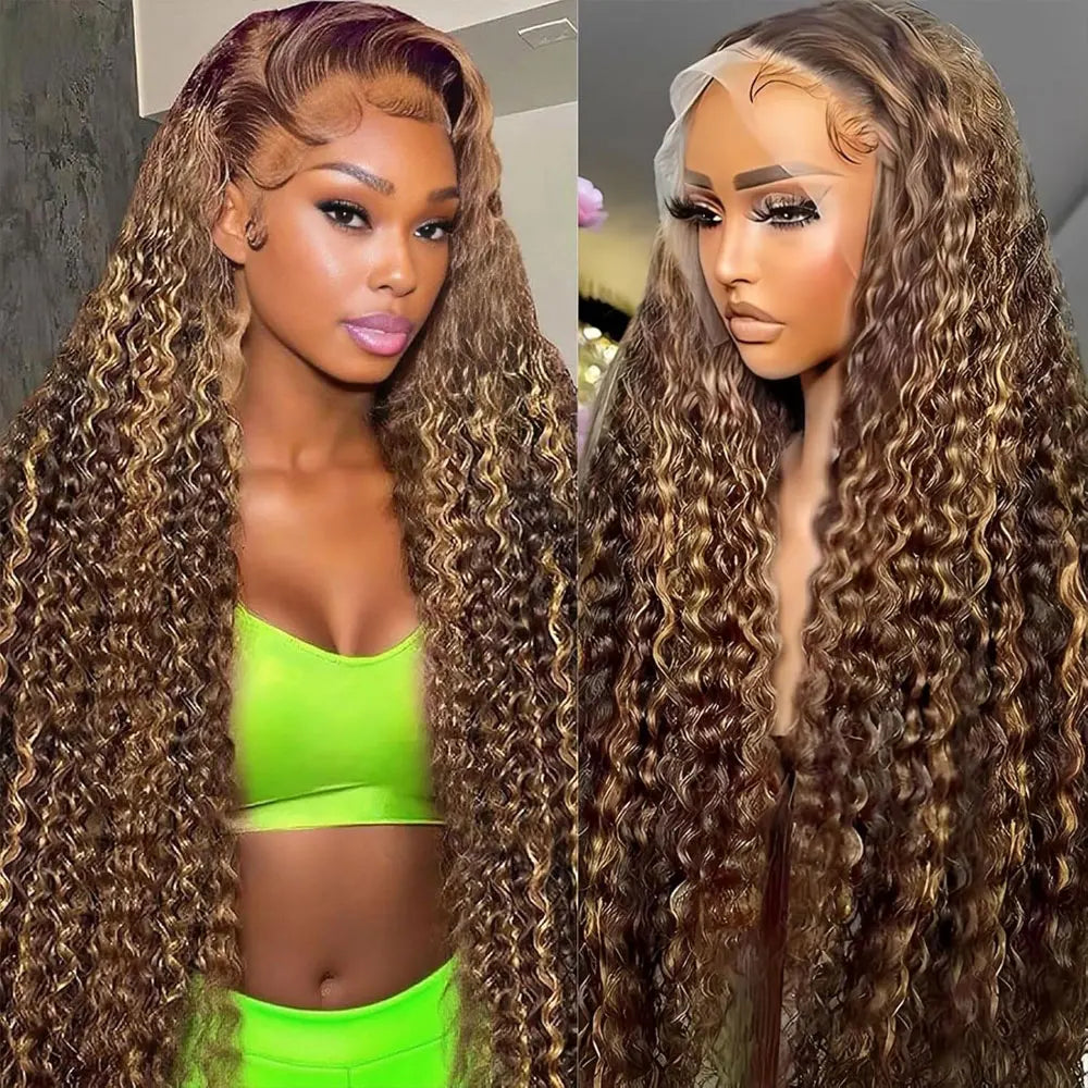 Burgundy deep‑wave wig, 13x4 HD lace.