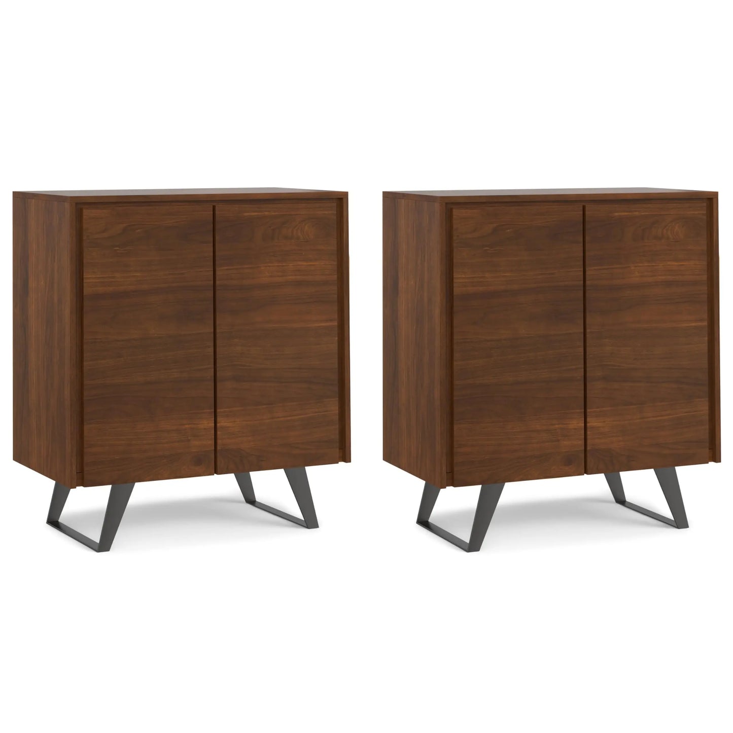 Natural Finish Mango Wood Cabinet With Black Hairpin Legs, 39 Inch Wide Industrial Style Storage Unit For Living Room