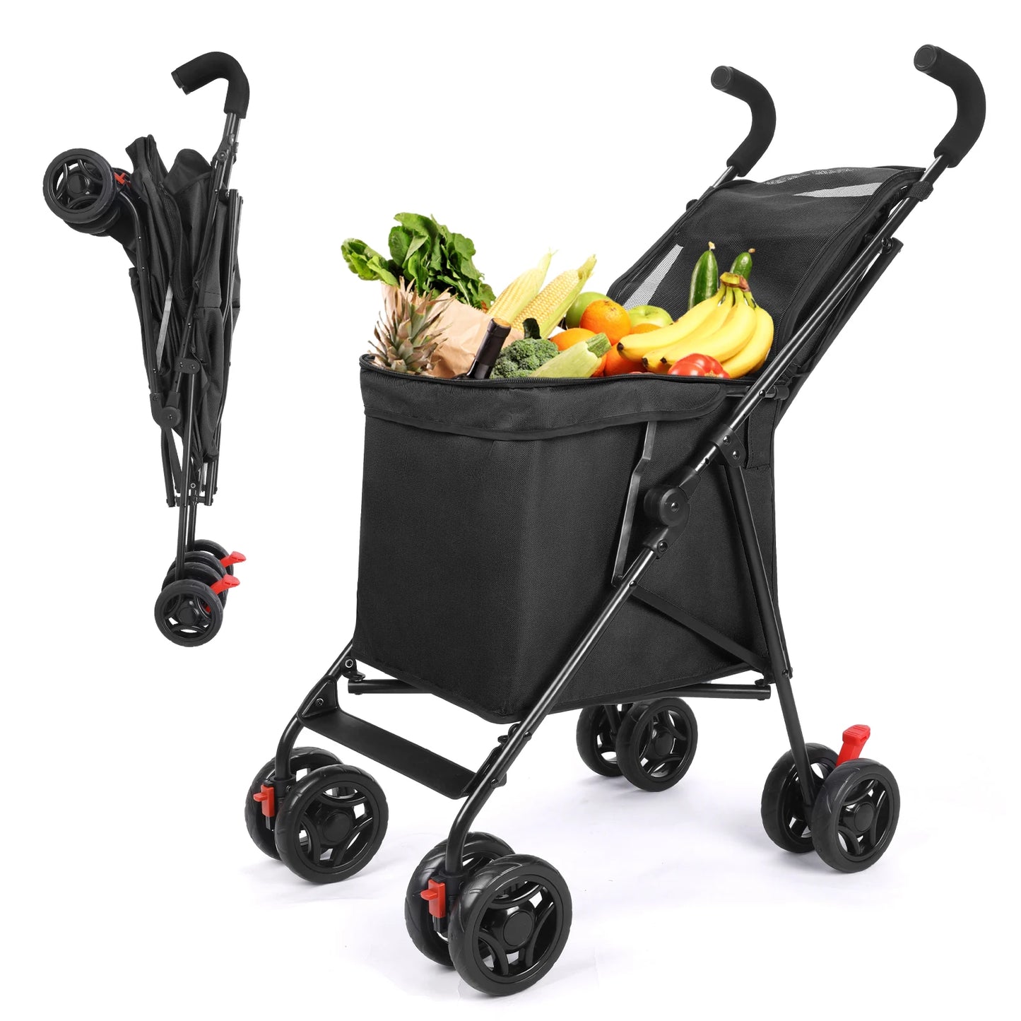 Portable multifunction cart for pets, shopping, picnics.