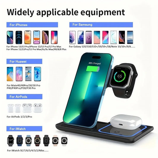 30W LED Fast Wireless Charger Stand For iPhone 15 14 13 12 11