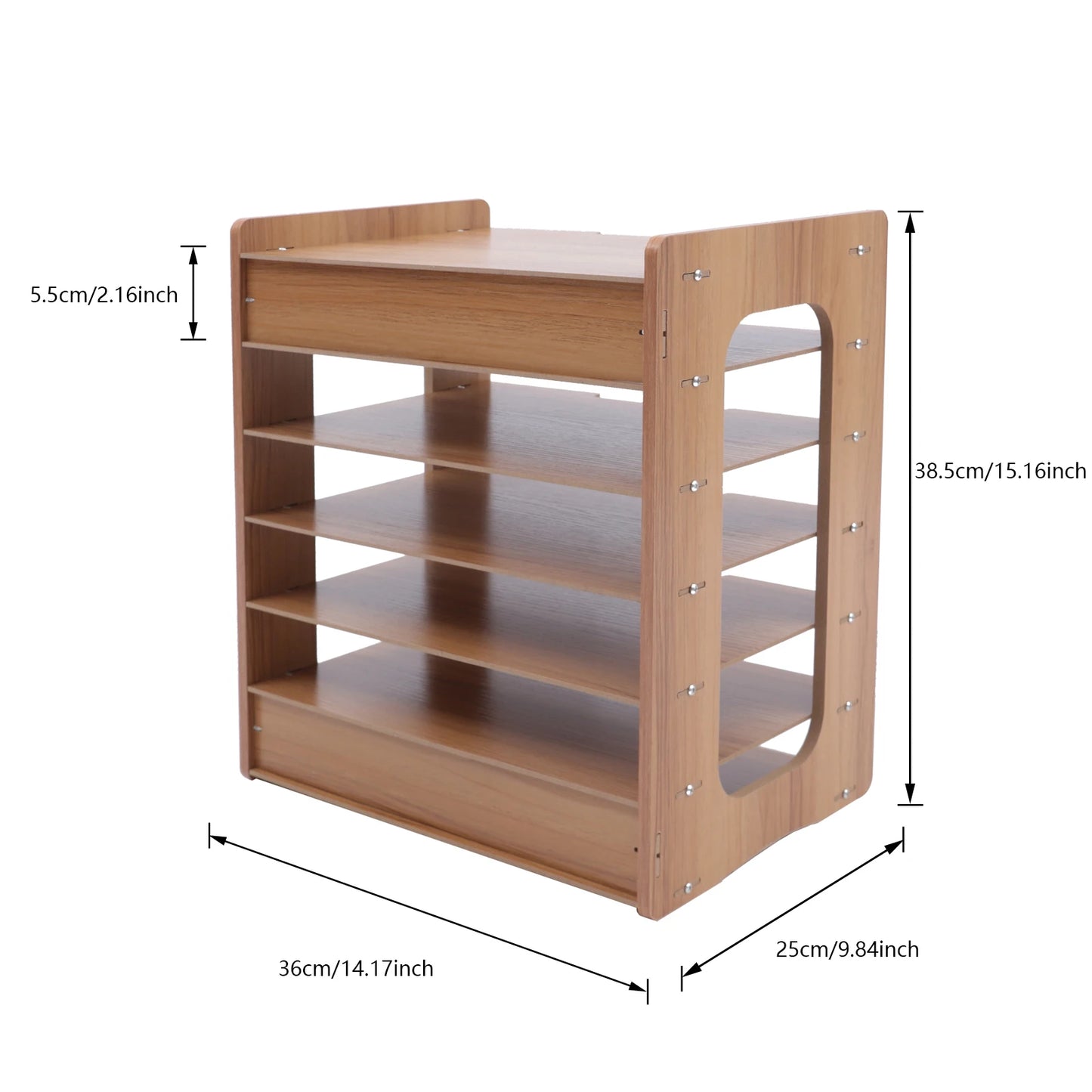 Seven‑Tier Wooden Desk Paper Organizer And Sorter.