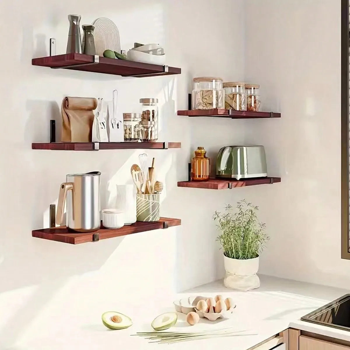 Five‑Piece Christmas Wall Shelves For Bedroom And Living Room.