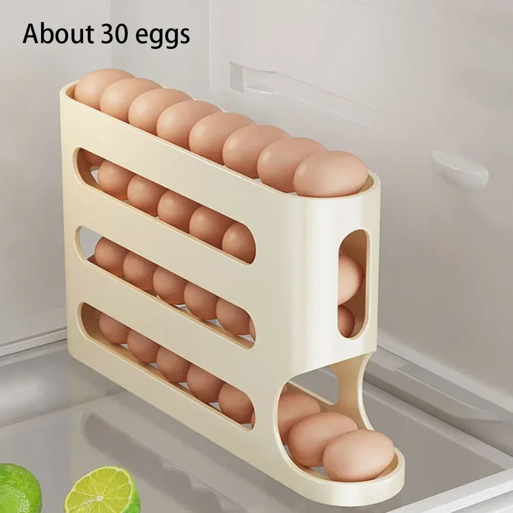 Four‑Layer Automatic Rolling Egg Holder For Fridge.