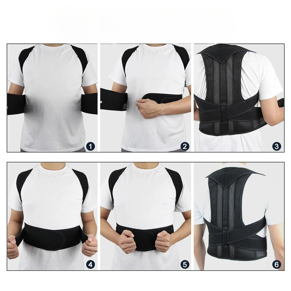 Adjustable lumbar scoliosis posture corrector corset; back support.