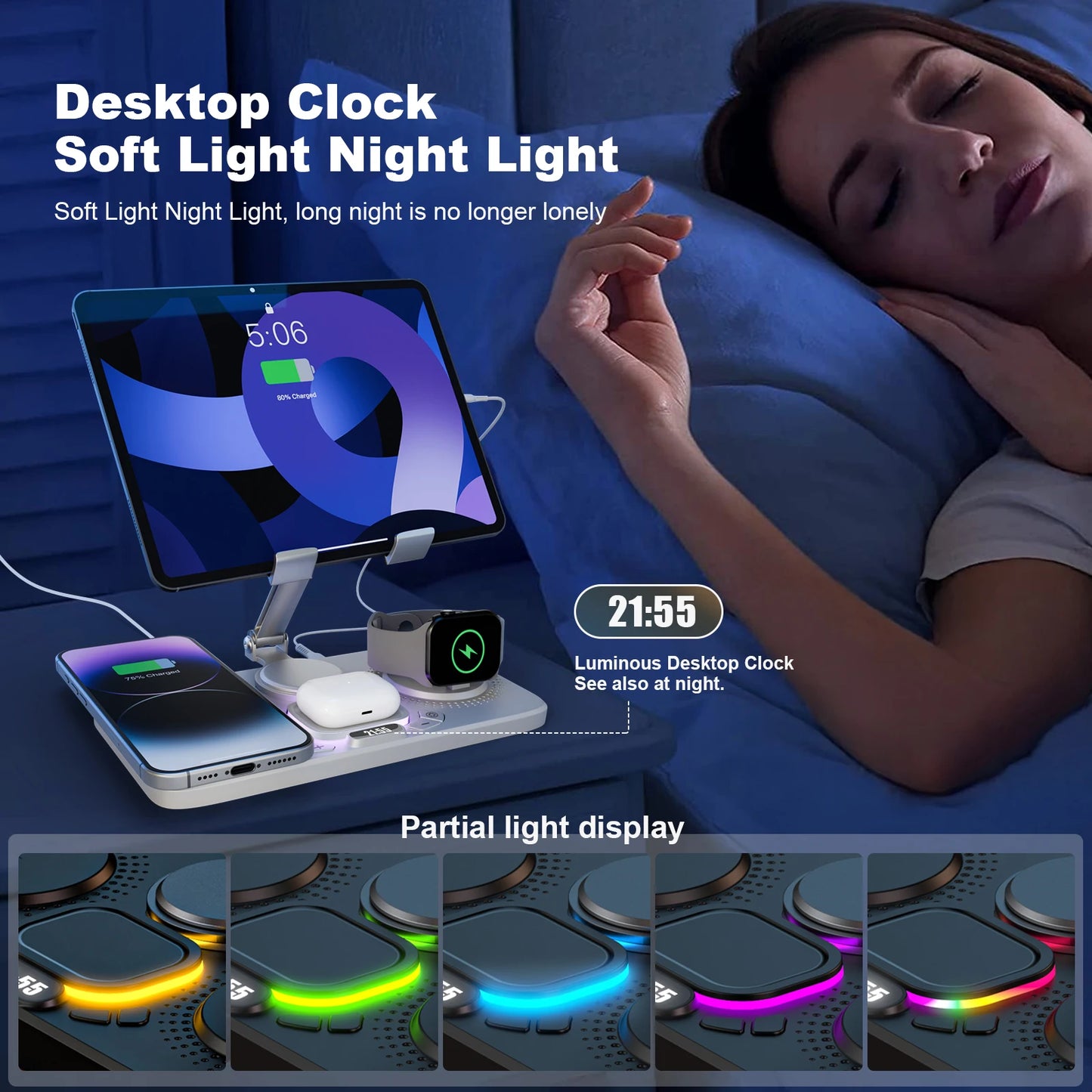 Magnetic 7-in-1 15W Type-C wireless charger stand