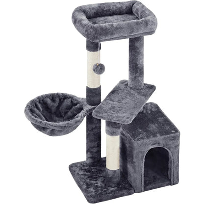 Cat Tree Tower for Indoor Cats, 34.5in Cute Cat Tree Activity Center with Condo & Scratching Post, Multi-Level Cat Climbing