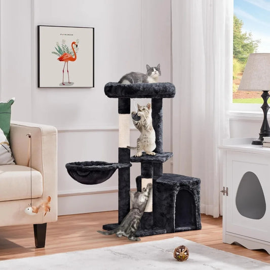 Cat Tree Tower for Indoor Cats, 34.5in Cute Cat Tree Activity Center with Condo & Scratching Post, Multi-Level Cat Climbing