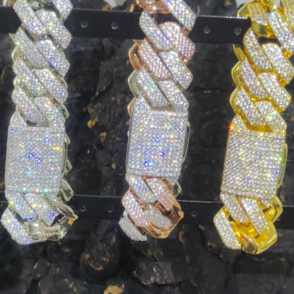 Iced‑out 20mm Cuban link chain for men.