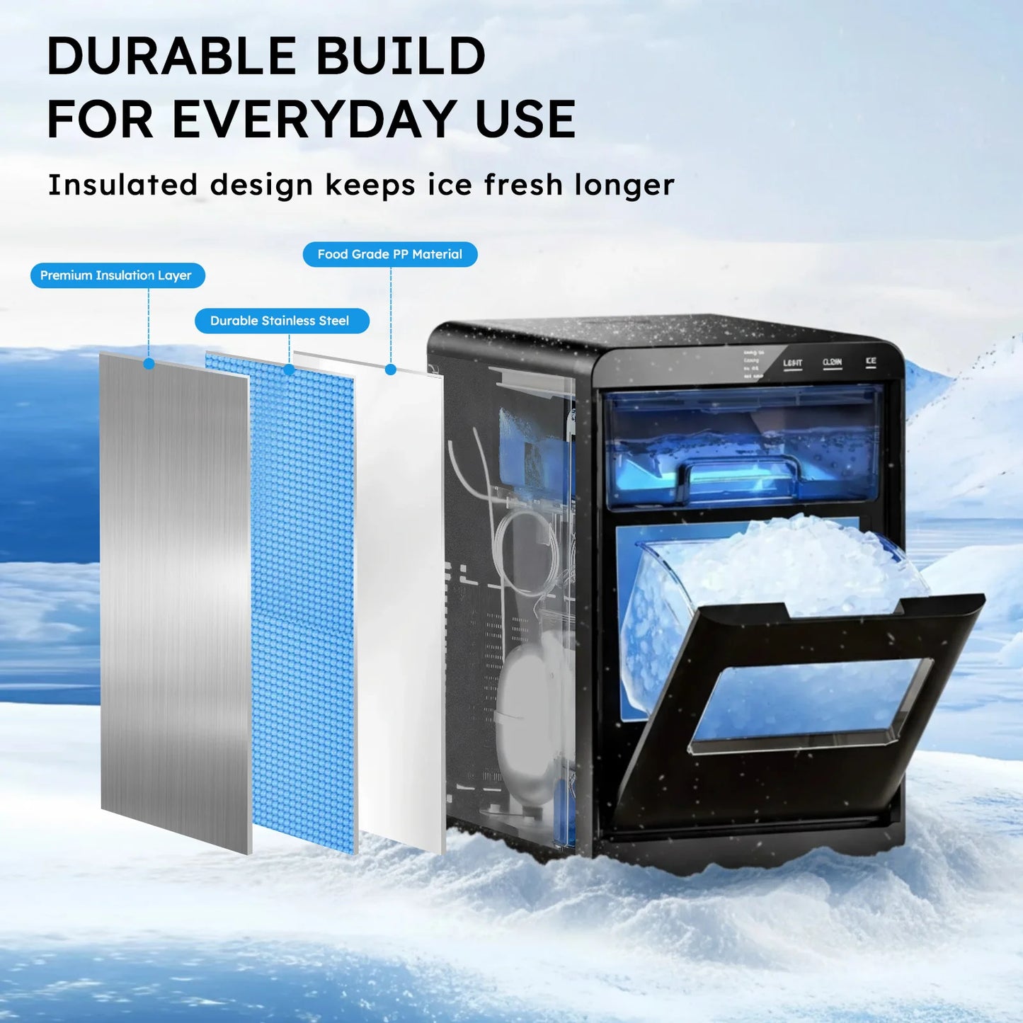 Nugget Ice Maker Produces Chewable Ice For Parties.