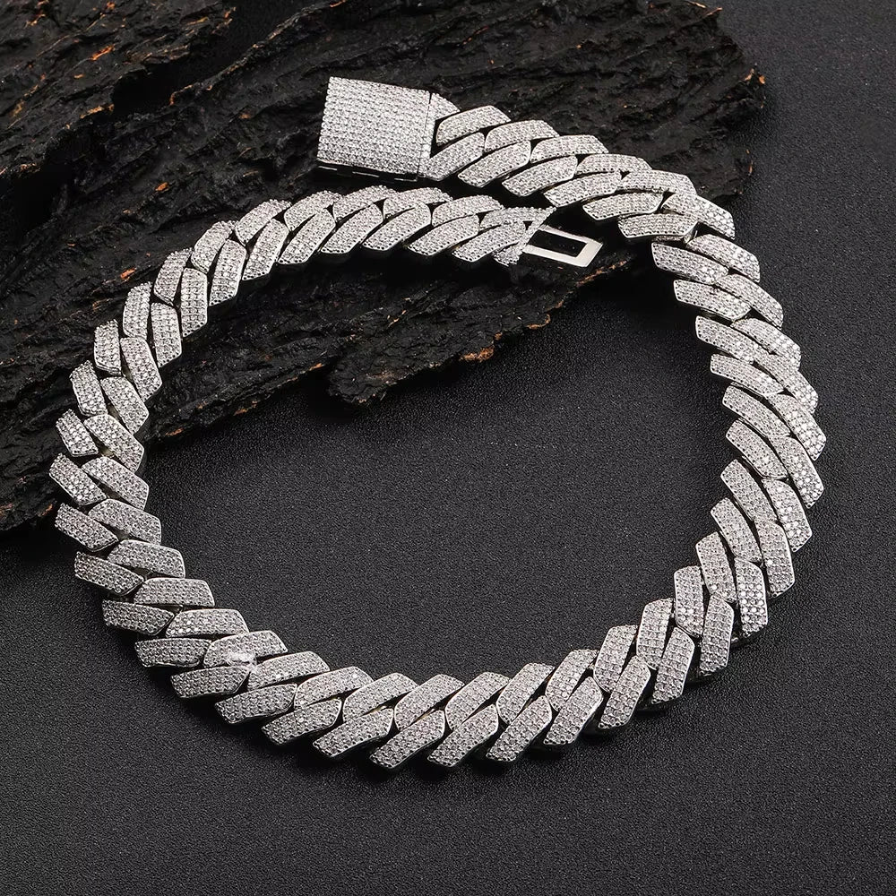 Iced‑out 20mm Cuban link chain for men.