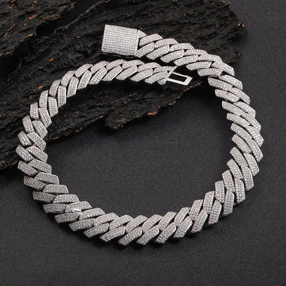 Iced‑out 20mm Cuban link chain for men.