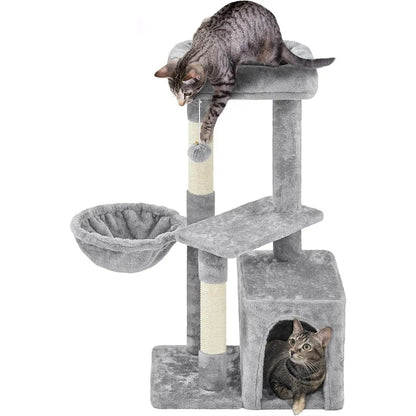 Cat Tree Tower for Indoor Cats, 34.5in Cute Cat Tree Activity Center with Condo & Scratching Post, Multi-Level Cat Climbing