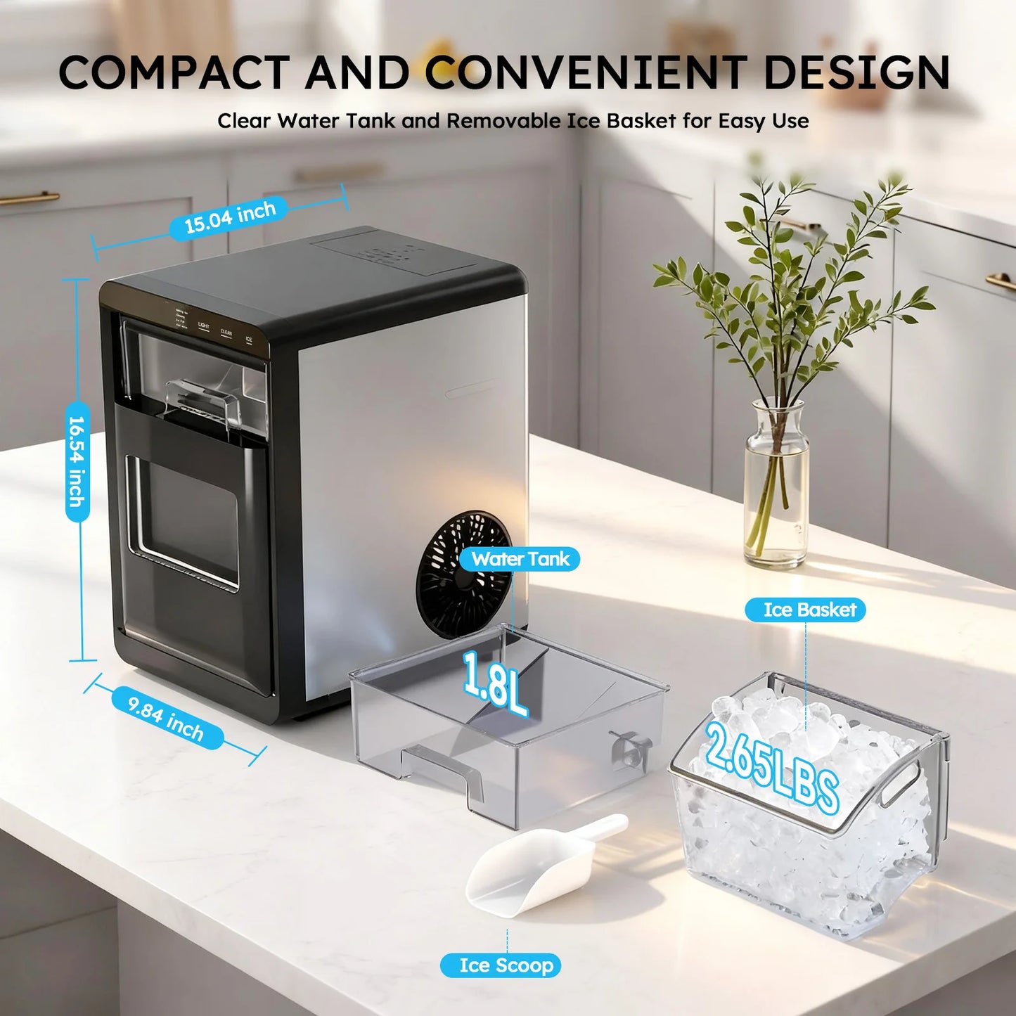 Nugget Ice Maker Produces Chewable Ice For Parties.