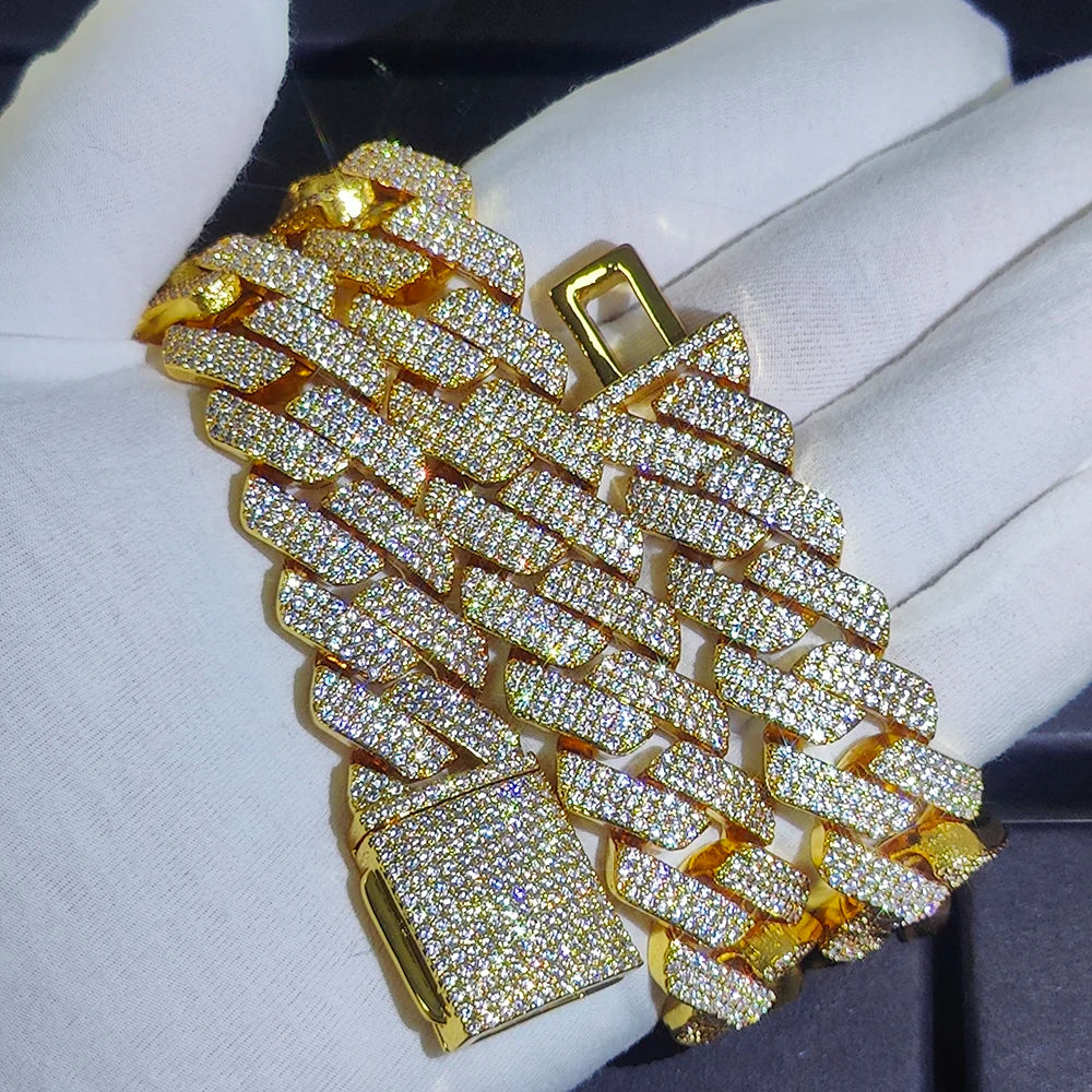 Iced‑out 20mm Cuban link chain for men.