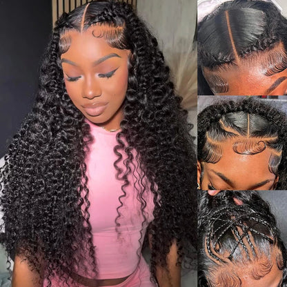 250% Density Glueless Deep Curly Wave Wig Ready To Wear 5x5 HD Lace Closure Wig Pre Cut No Glue 13x4 13x6 Human Hair Wigs Women
