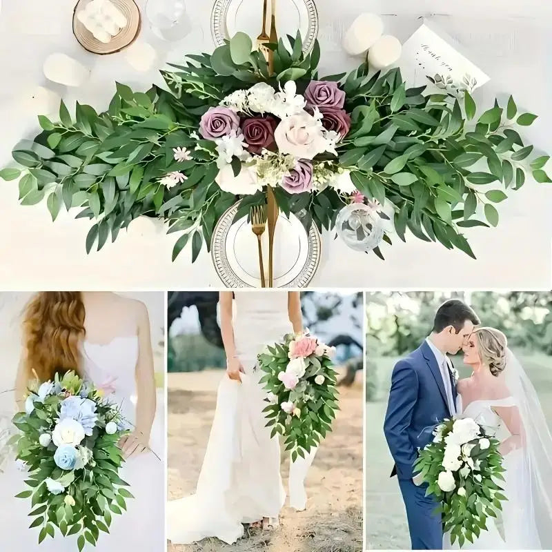 20 Bionic Willow Leaf Lifelike Artificial Eucalyptus Silk Green Plant Stems Made China Wedding Centerpieces Table Decorations