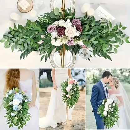 20 Bionic Willow Leaf Lifelike Artificial Eucalyptus Silk Green Plant Stems Made China Wedding Centerpieces Table Decorations