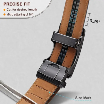 Men's Ratchet Slide Belt Dress with 1 3/8" Premium Leather and Easier Adjustable Automatic Buckle