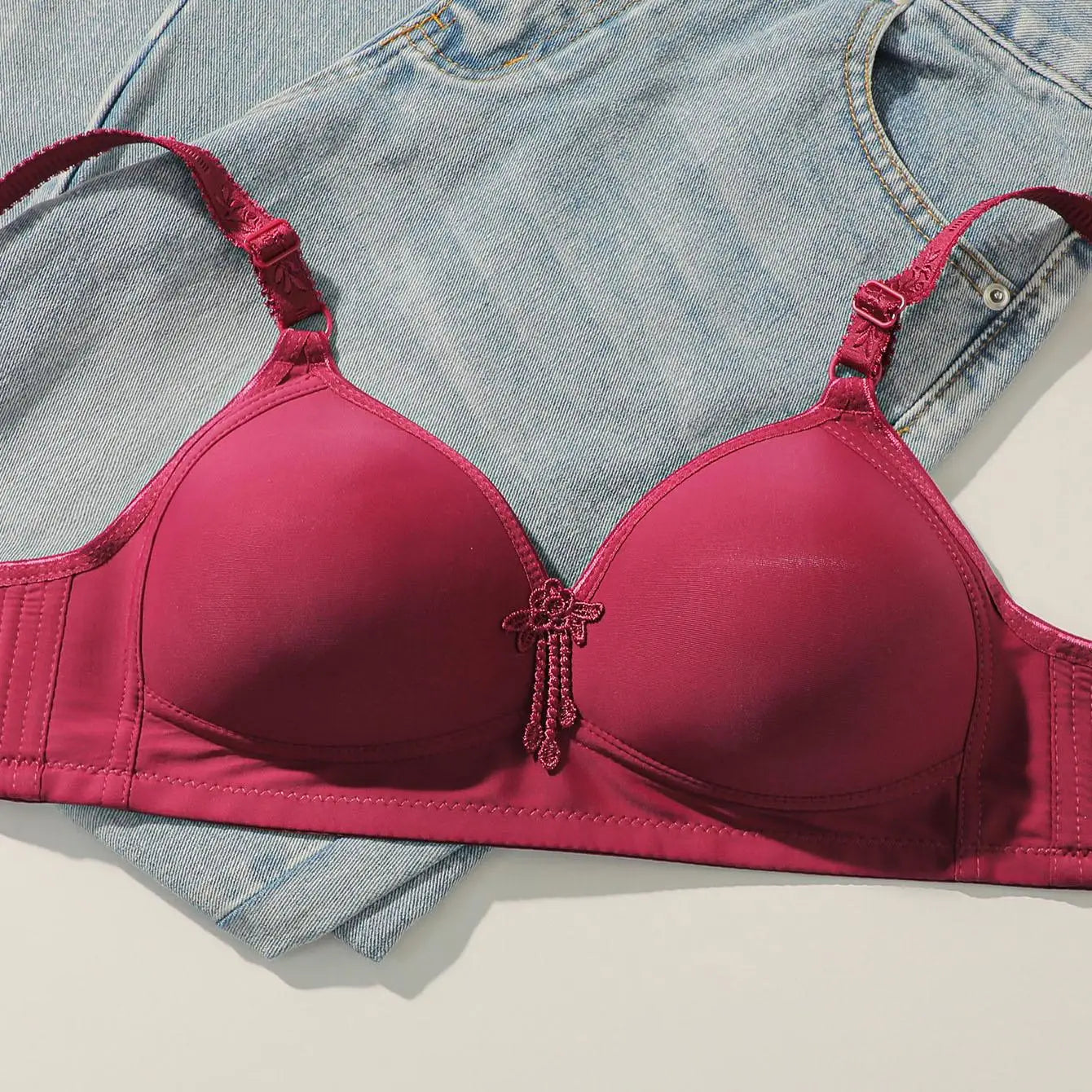 Women's Comfortable 1/2 Cup Push-Up Bralette Breathable Thin Wire-Free Plus Size Bra Set with Adjustable Hooks Closure