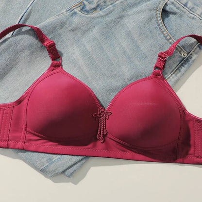 Women's Comfortable 1/2 Cup Push-Up Bralette Breathable Thin Wire-Free Plus Size Bra Set with Adjustable Hooks Closure