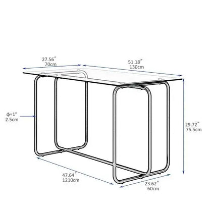 Product Description
 1-piece rectangle dining table with metal frame, tempered glass dining table for kitchen room, Black
