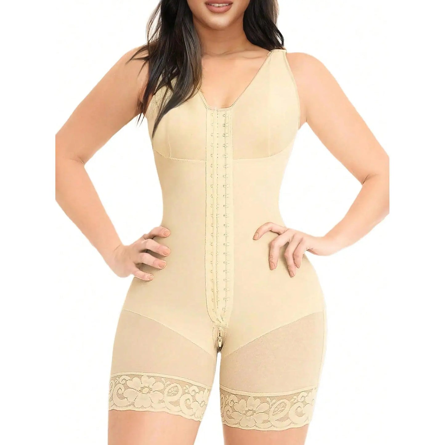 Women's Mid-Thigh Shapewear Firm Control No Compression Bra Hook Decoration Three Colors Smoothing Shaping Sculpting Technology