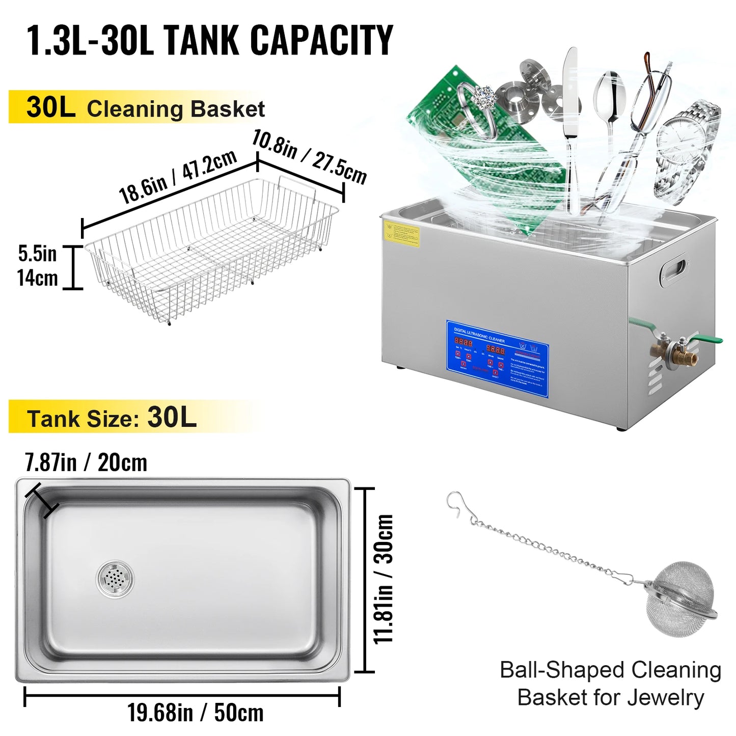 1.3L 2L 3L 6L 10L 15L 22L 30L Ultrasonic Cleaner Lave-Dishes Portable Washing Machine Ultrasound Home Clean Appliances