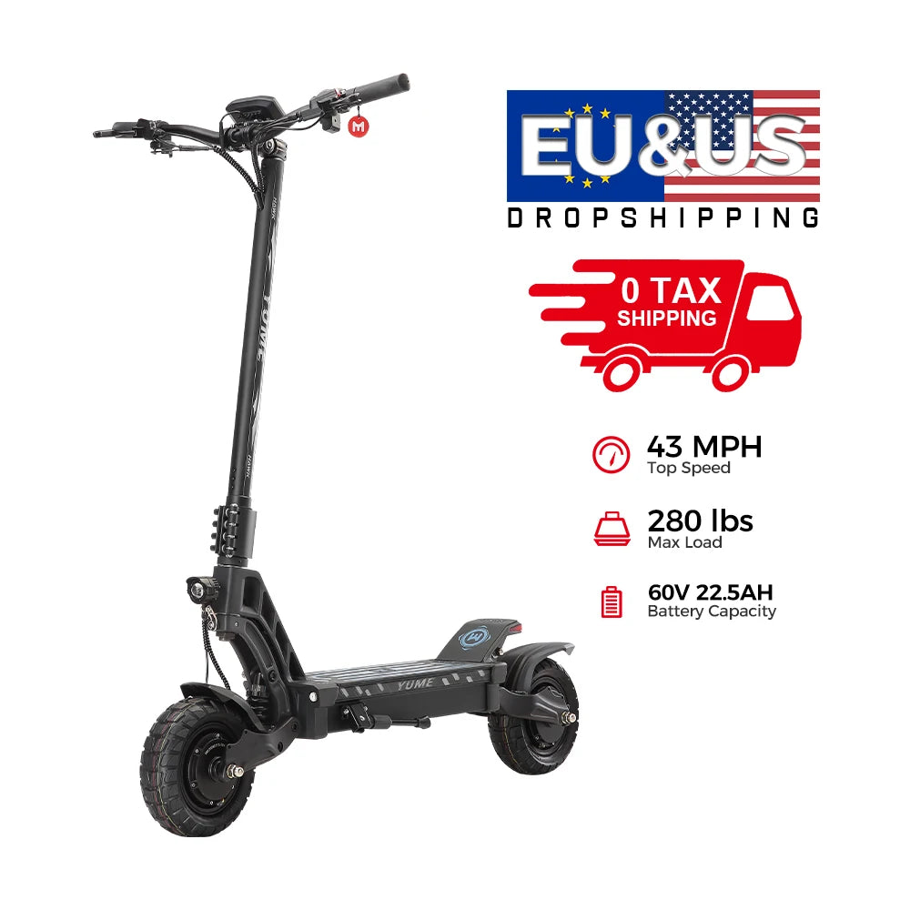 60v Hawk Dual Motor Electric Scooter 10 Inch Big Wheel 250W Lithium Battery Foldable Kick 70km Range Two-Wheel Vehicle