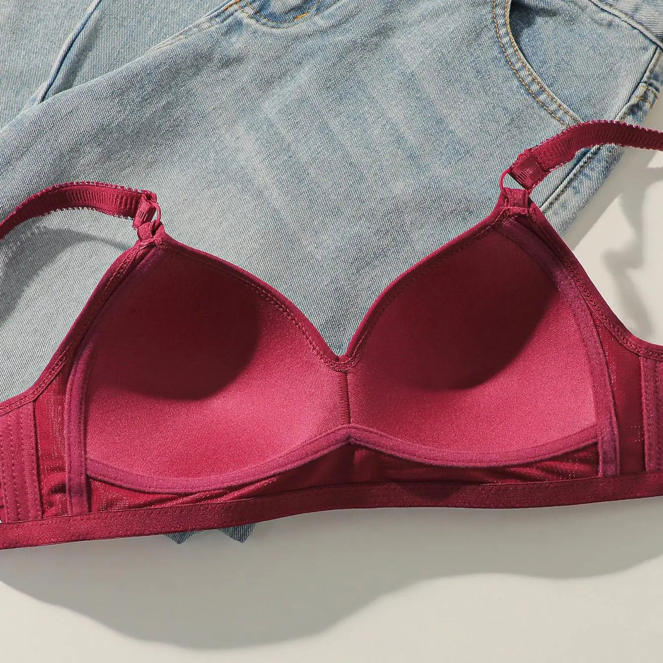Women's Comfortable 1/2 Cup Push-Up Bralette Breathable Thin Wire-Free Plus Size Bra Set with Adjustable Hooks Closure