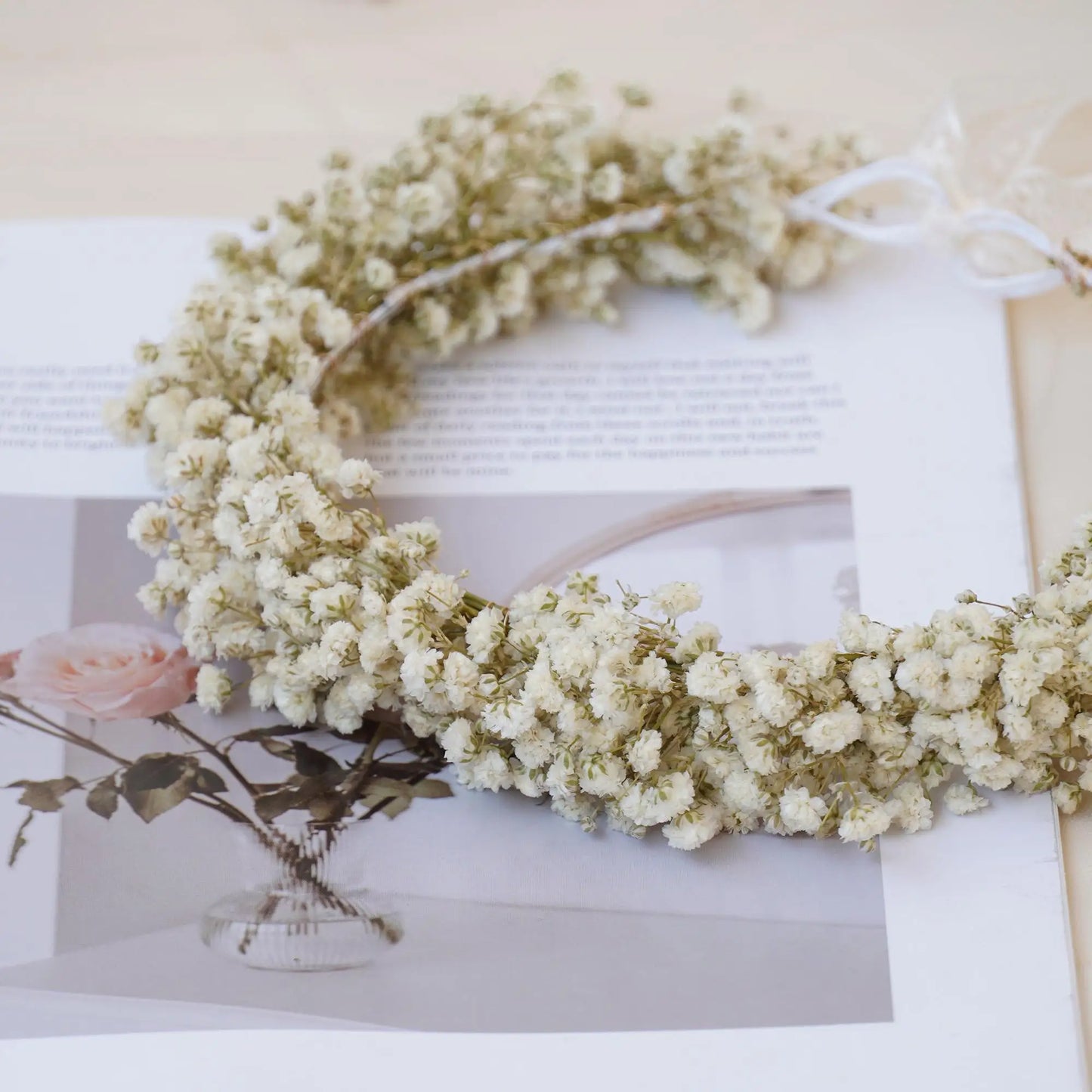 Baby Breath Bride Crown for Weddings Parties and Birthdays Daily Wear Dried Floral Headwear From China for Festive Occasions