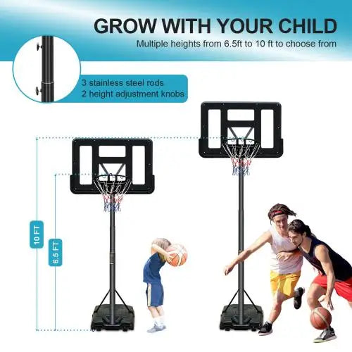 Basketball Hoop Portable Basketball Goal for Indoor Outdoor Basketball Stand 5.4-7 ft Adjustable 32 in Backboard with Wheels
