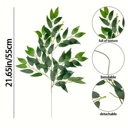 20 Bionic Willow Leaf Lifelike Artificial Eucalyptus Silk Green Plant Stems Made China Wedding Centerpieces Table Decorations