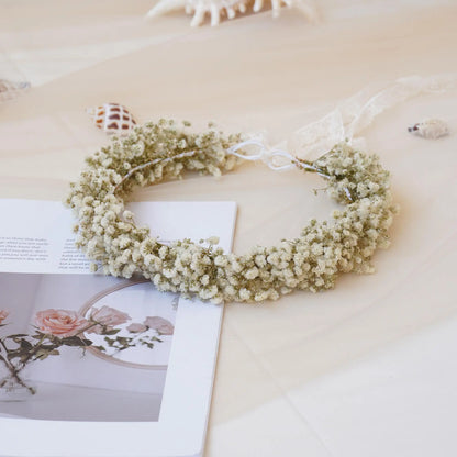 Baby Breath Bride Crown for Weddings Parties and Birthdays Daily Wear Dried Floral Headwear From China for Festive Occasions