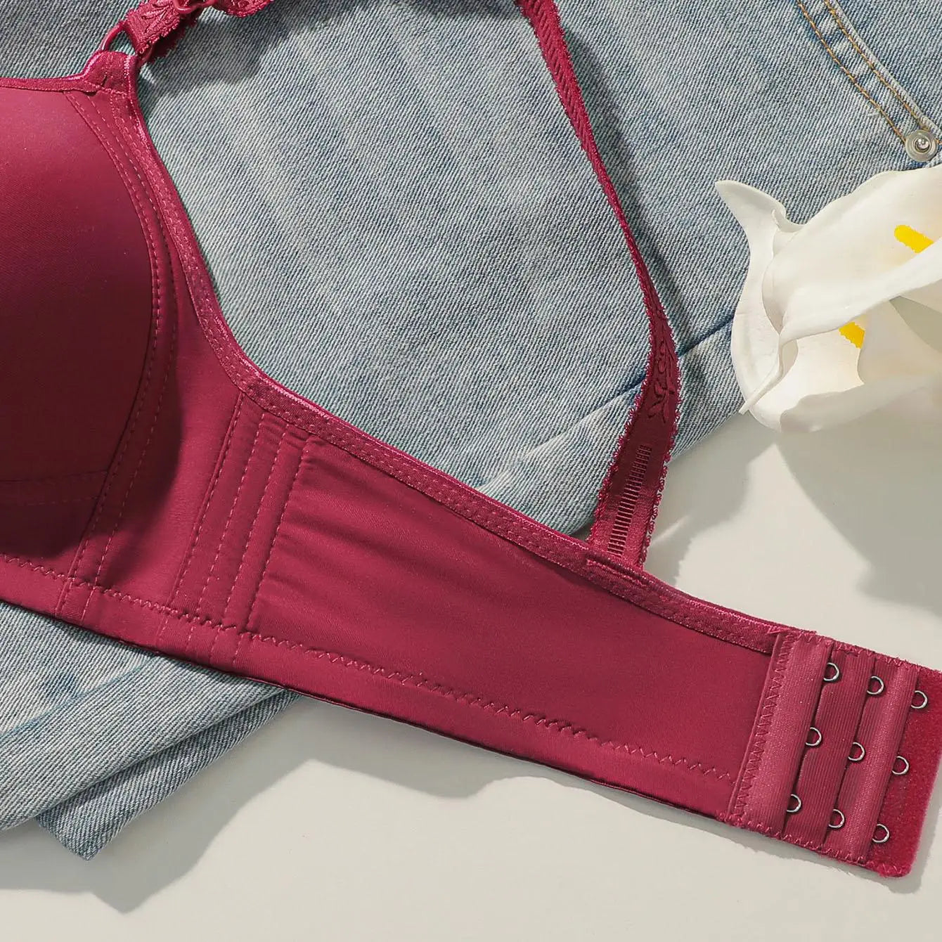 Women's Comfortable 1/2 Cup Push-Up Bralette Breathable Thin Wire-Free Plus Size Bra Set with Adjustable Hooks Closure
