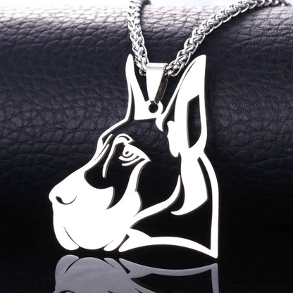 BIG Great Dane German Mastiff Dogue Allemand Heart Pendant Necklace Trendy Fashionable Accessory for Dog Lovers