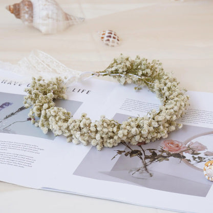Baby Breath Bride Crown for Weddings Parties and Birthdays Daily Wear Dried Floral Headwear From China for Festive Occasions