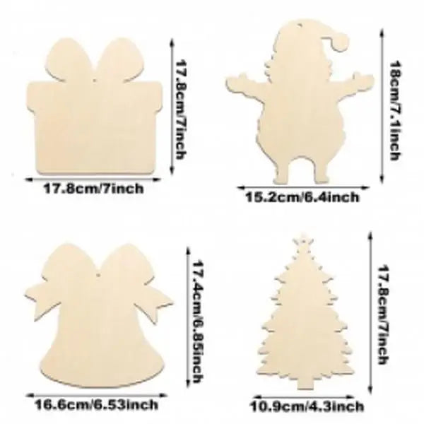 Unfinished Paintable Wooden Christmas Festival Decorations-Made China 20PCS/40PCS Blank Ornaments 5 Designs Xmas Tree Hanging