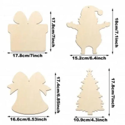 Unfinished Paintable Wooden Christmas Festival Decorations-Made China 20PCS/40PCS Blank Ornaments 5 Designs Xmas Tree Hanging