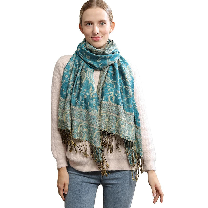 Autumn Winter Scarf Women Pashmina Shawls Cashmere Blanket Paisley Warm Thick Chunky Stoles Lady Elegant Poncho Outdoor Bufanda