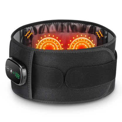 Heated vibration lumbar belt; red‑light hot compress