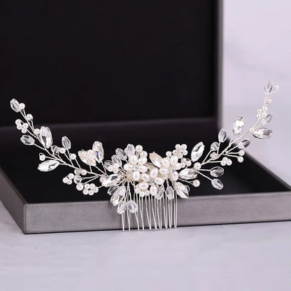 Crystal Rhinestone Flower Pearl Hair Comb Bridal Headband Tiara Hairpin Party Wedding Bridal Hair Accessories Jewelry