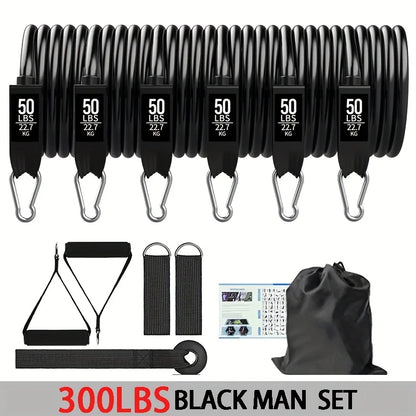 Resistance bands set: door anchor, handles, ankle straps.