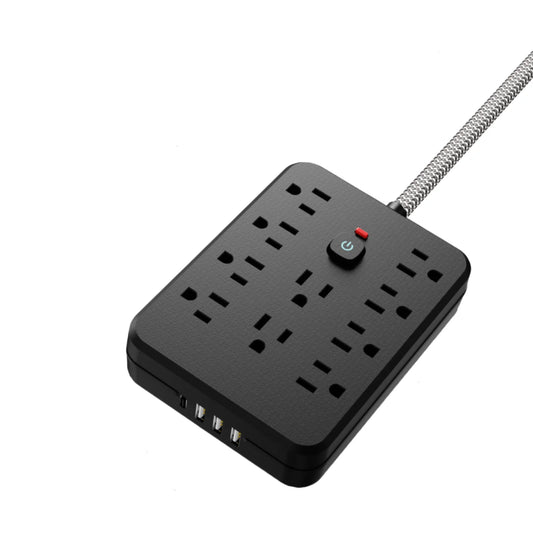 10AC outlets with 5-ft Woven material wire, 3USB ,1 USB-C fast-charging ports Power strip surge protector provides overload protector