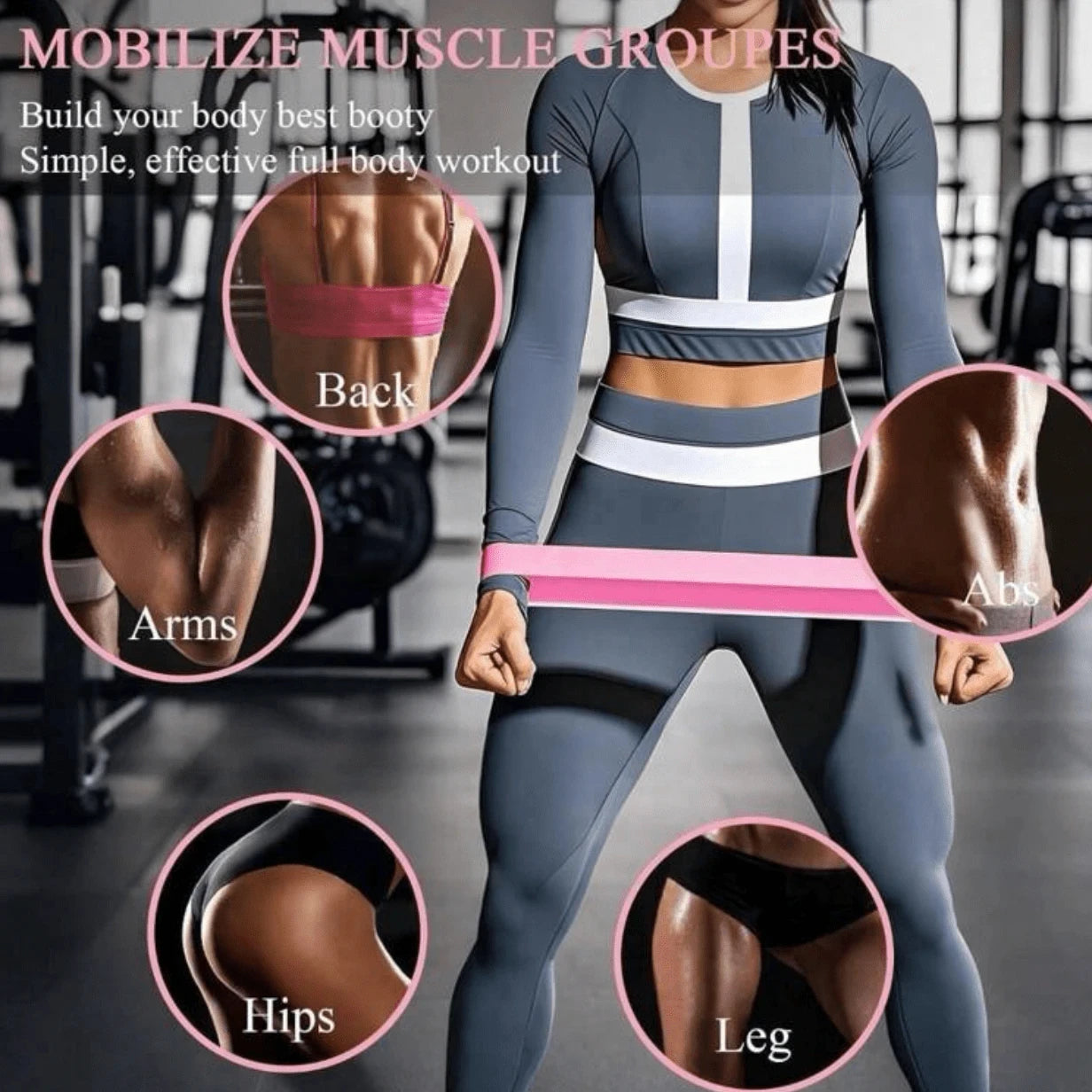 5Pcs Resistance Bands Set Fitness Elastic Loop Bands Yoga Pilates Exercise Stretch Bands for Glutes Legs Workout Training
