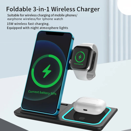 30W LED Fast Wireless Charger Stand For iPhone 15 14 13 12 11