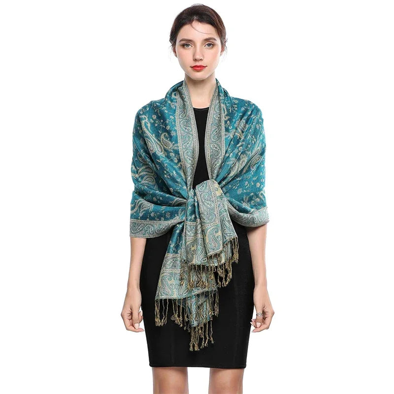 Autumn Winter Scarf Women Pashmina Shawls Cashmere Blanket Paisley Warm Thick Chunky Stoles Lady Elegant Poncho Outdoor Bufanda