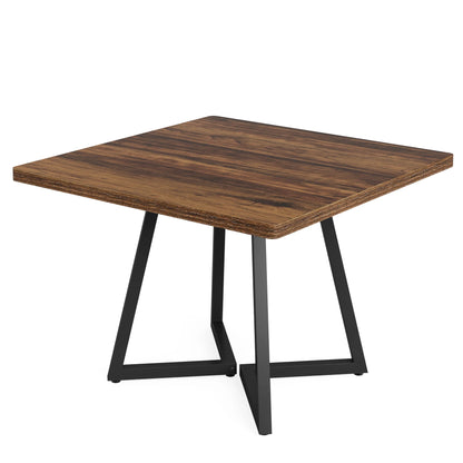 Tribesigns Square Dining Table for 4, 31.5" Industrial Dinner Table with Metal Base, Wood Kitchen Table for Dining Room